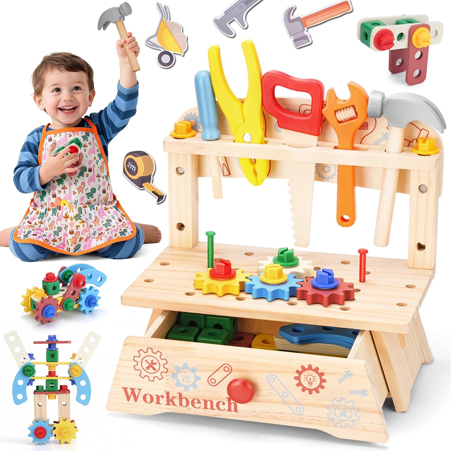 Gardening Tools Toddler - Çocuklar için Ahşap Alet Tezgahı, Montessori