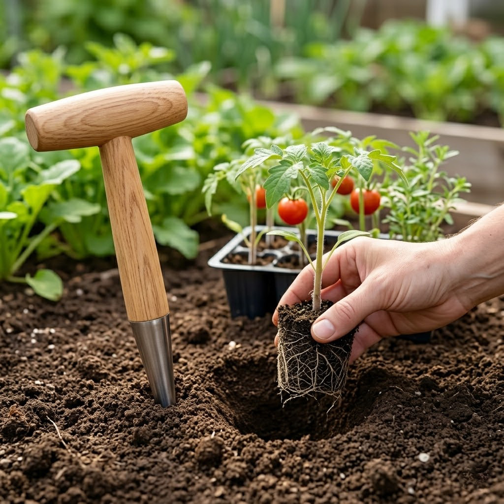 Gardening Tools For Digging - Ahşap Saplı El Çapası Bahçe Delik