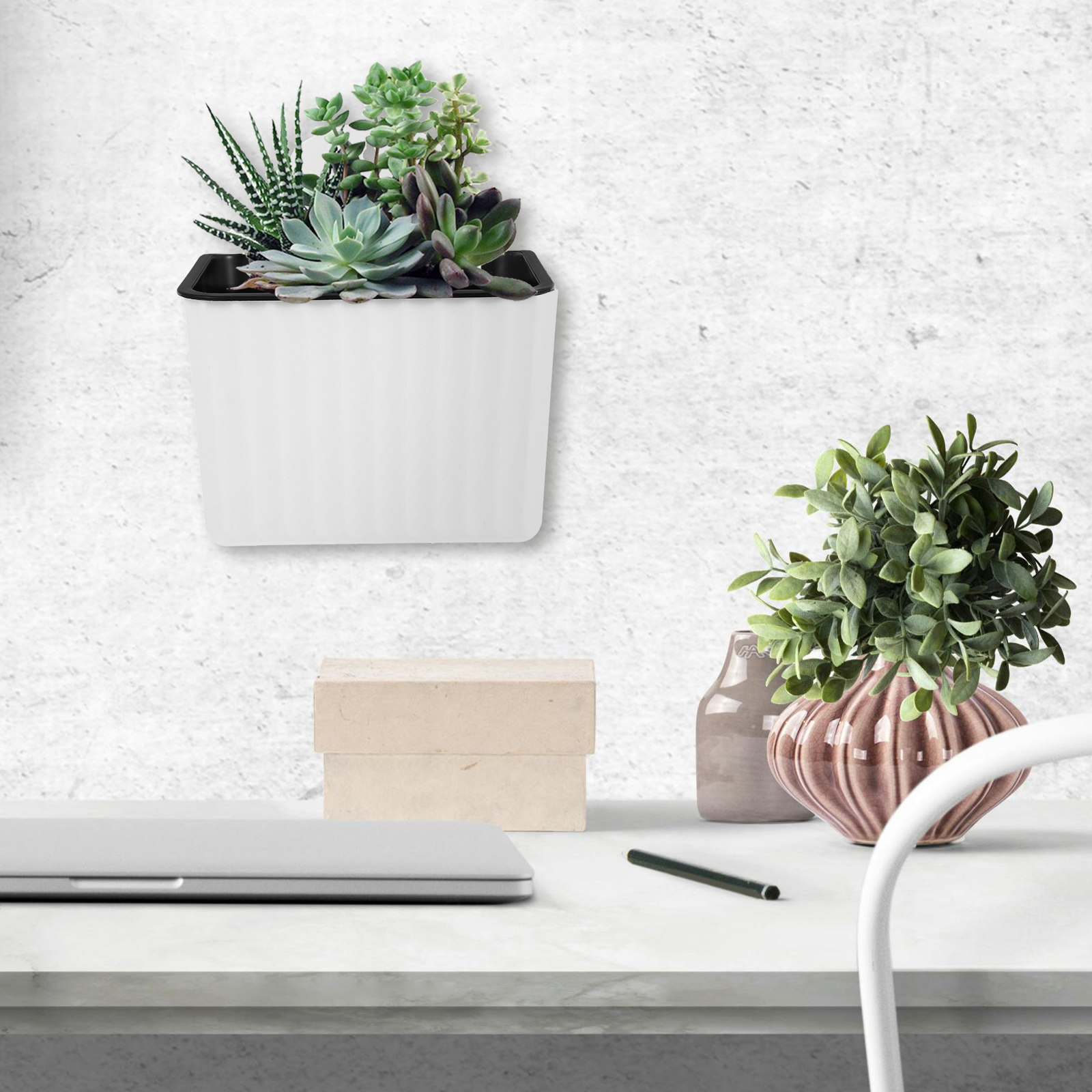 Self-Watering Planter - 2 Adet Duvara Monte Çiçek Saksıları