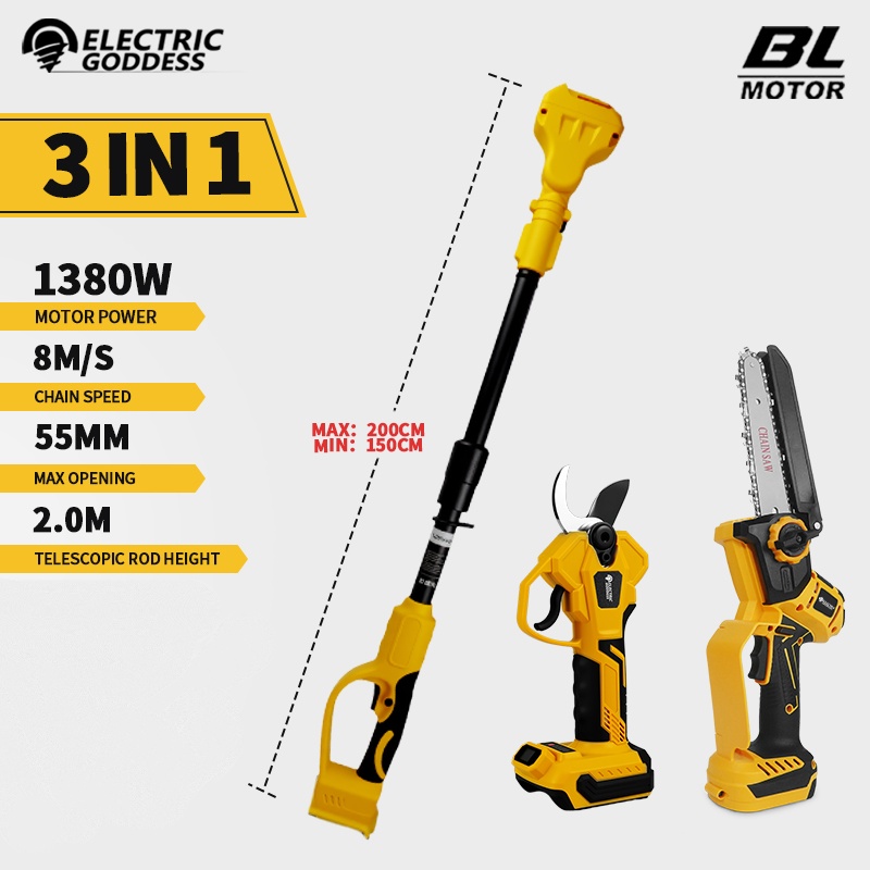 Essential Gardening Tools - Fırçasız 6 İnç Elektrikli Testere Teleskopik