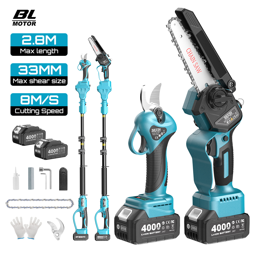 Essential Gardening Tools - Seesii 3'ü 1 Arada Fırçasız Teleskopik