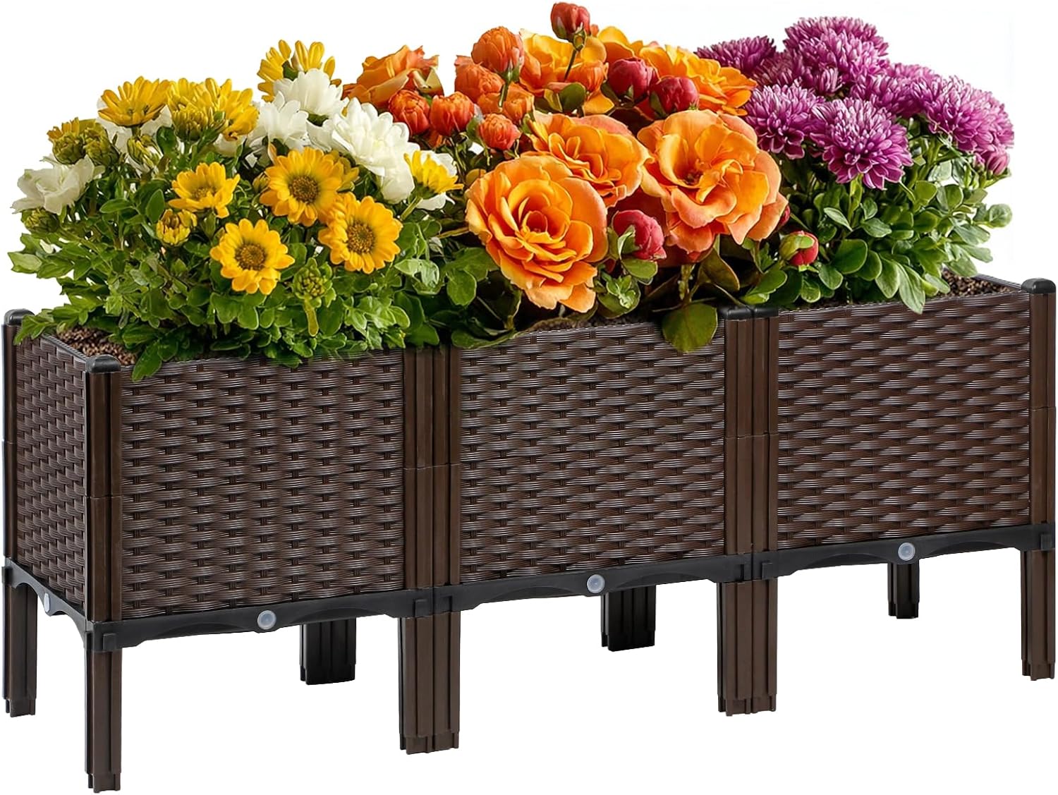 Self-Watering Planter - Dış Mekan Bahçe Rattan Saksısı, Doğal