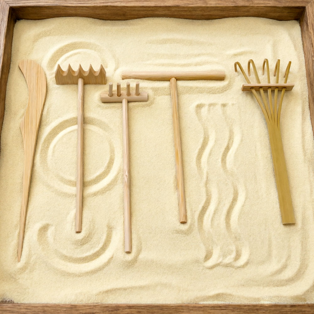 6 Parça Bambu Kum Tırmığı Seti - Gardening Tools Drawing incelemesi ve fiyatı