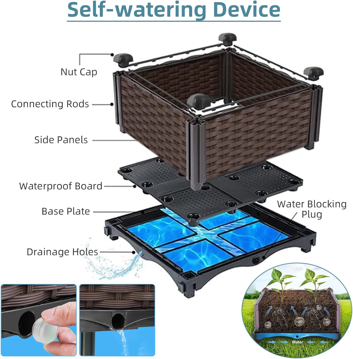 Dış Mekan Bahçe Rattan Saksısı - Self-Watering Planter incelemesi ve fiyatı